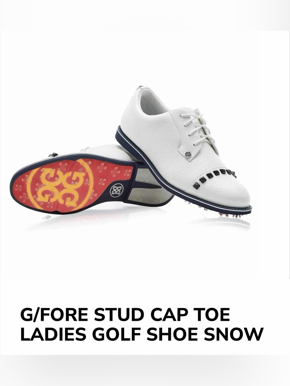 G/FORE STUD CAP TOE LADIES GOLF SHOE SNOW Size 7